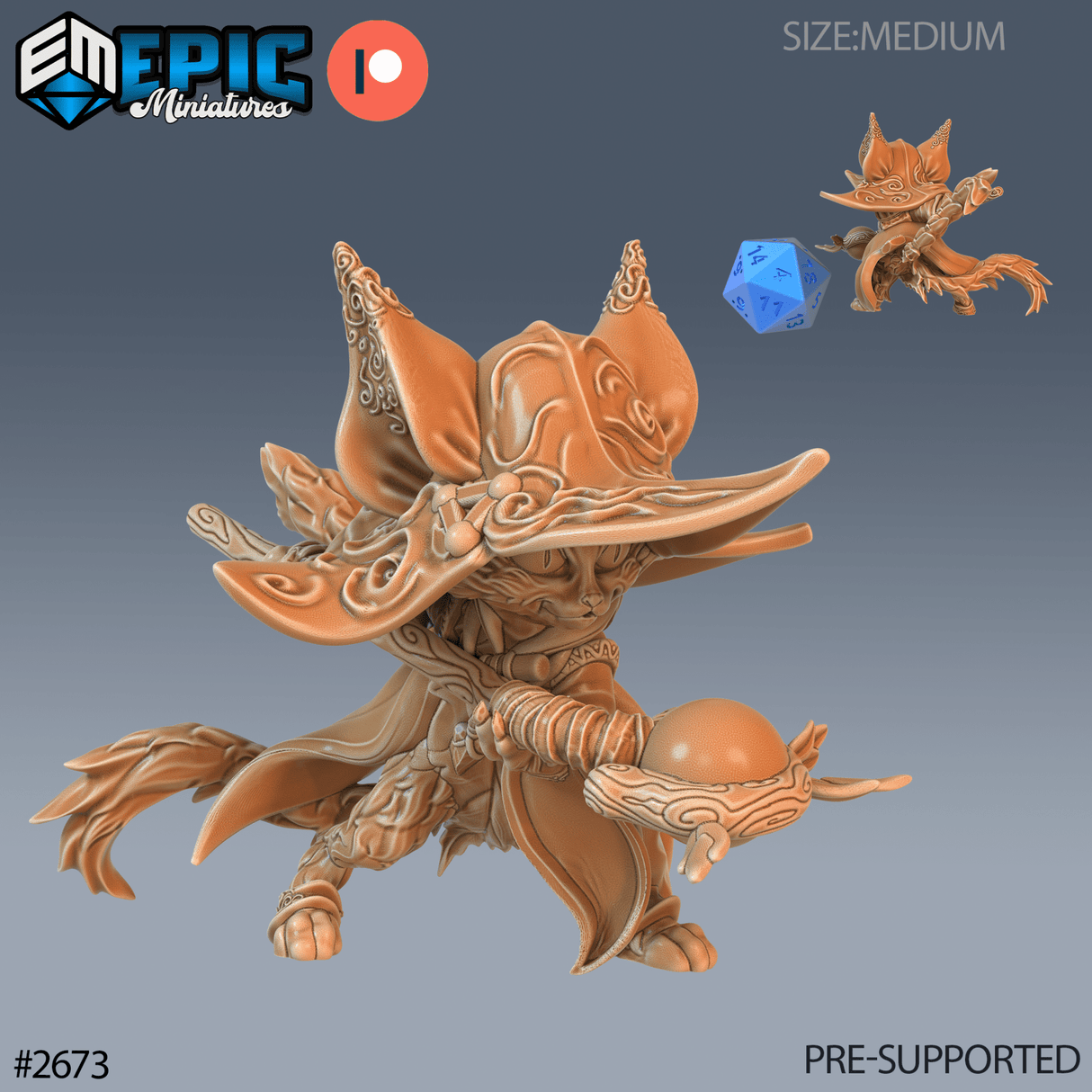 CatFolk Druid Miniature | C - Tabletop RPG & D&D miniature. Perfect for wargaming & collectors