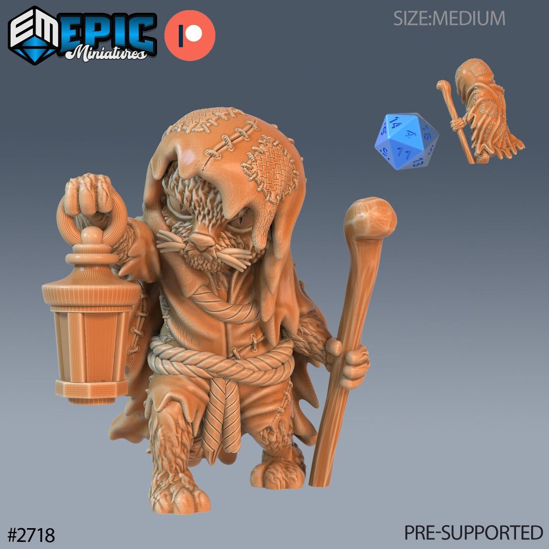 CatFolk Fighter Miniature | B - Tabletop RPG & D&D miniature. Perfect for wargaming & collectors