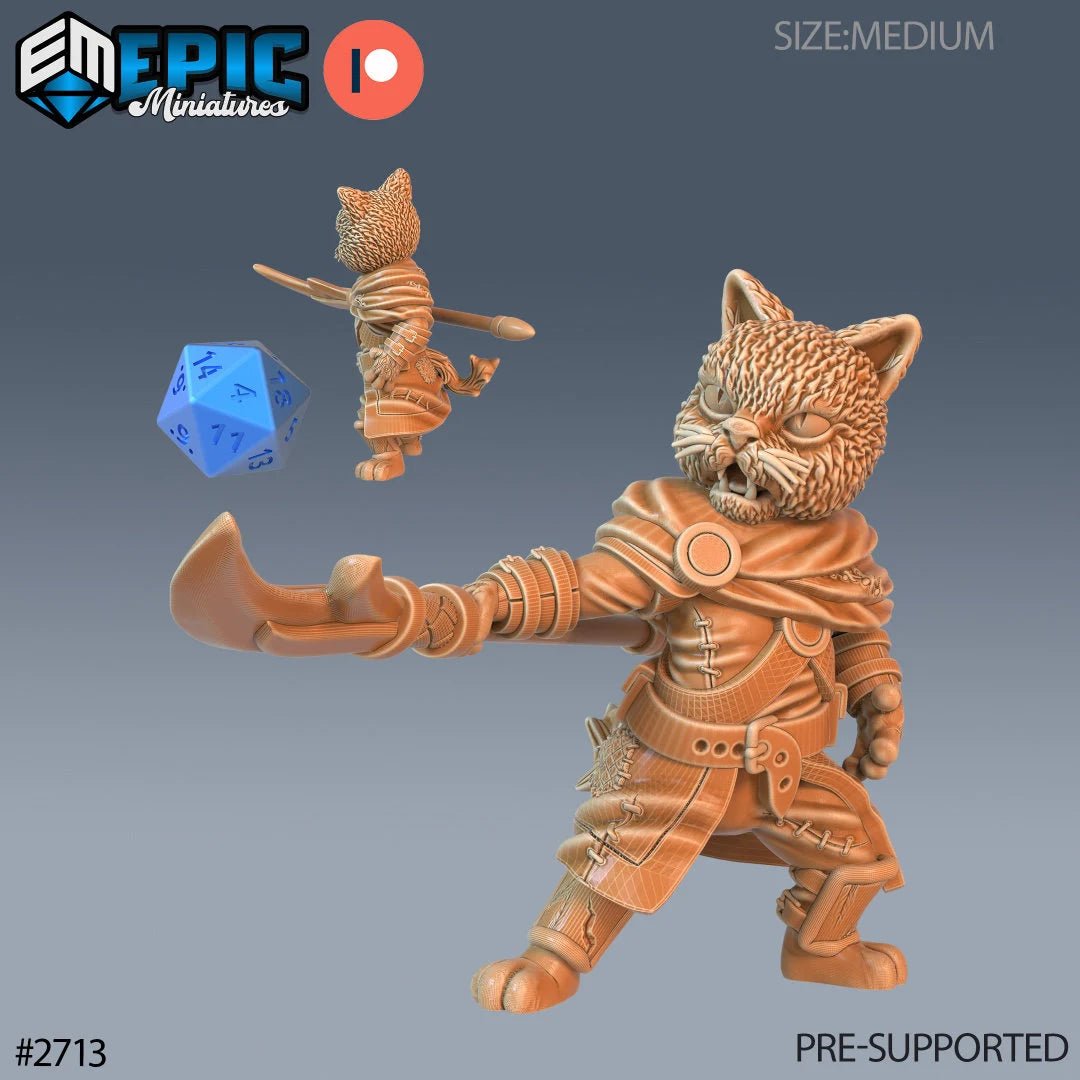 CatFolk Miniature | C - Tabletop RPG & D&D miniature. Perfect for wargaming & collectors