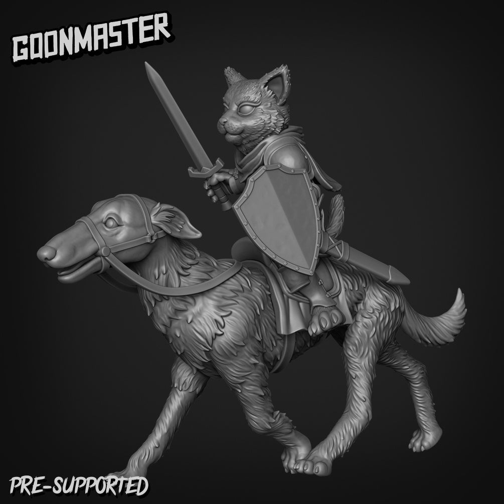 CatFolk Rider Paladin Miniature | B - Tabletop RPG & D&D miniature. Perfect for wargaming & collectors
