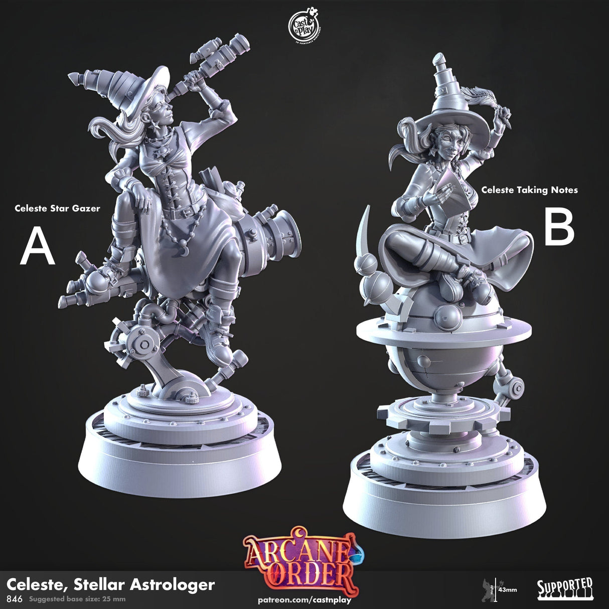 Celeste, Stellar Astrologer Miniature | A - Tabletop RPG & D&D miniature. Perfect for wargaming & collectors