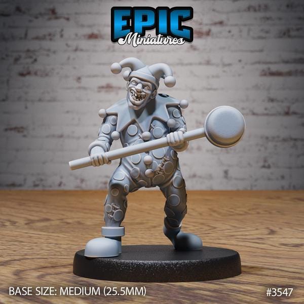 Circus Clowns Miniature | 3547 - Tabletop RPG & D&D miniature. Perfect for wargaming & collectors