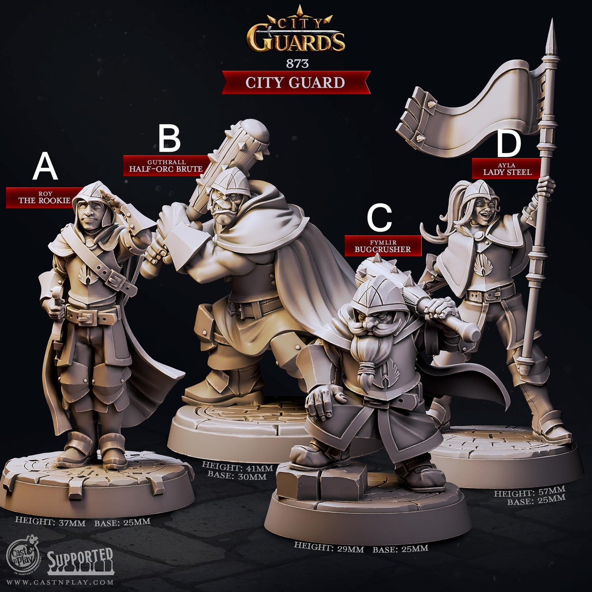 City Guard Miniature | A - Tabletop RPG & D&D miniature. Perfect for wargaming & collectors