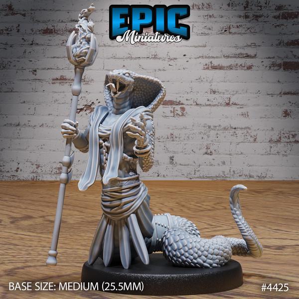 Cobra Folk Warrior Miniature | 4425 - Tabletop RPG & D&D miniature. Perfect for wargaming & collectors