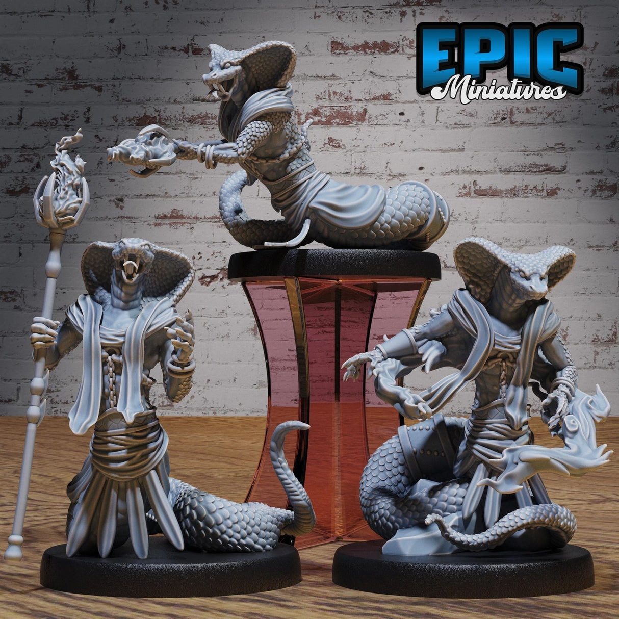 Cobra Folk Warrior Miniature | Full Set All Models - Tabletop RPG & D&D miniature. Perfect for wargaming & collectors