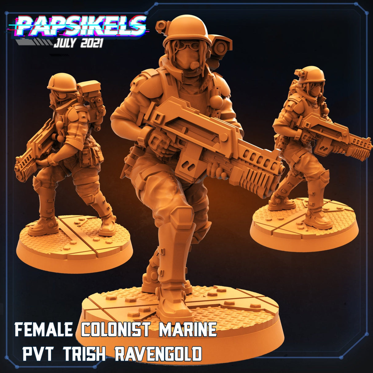Colonial Marine Fireteam Miniature | D - Tabletop RPG & D&D miniature. Perfect for wargaming & collectors