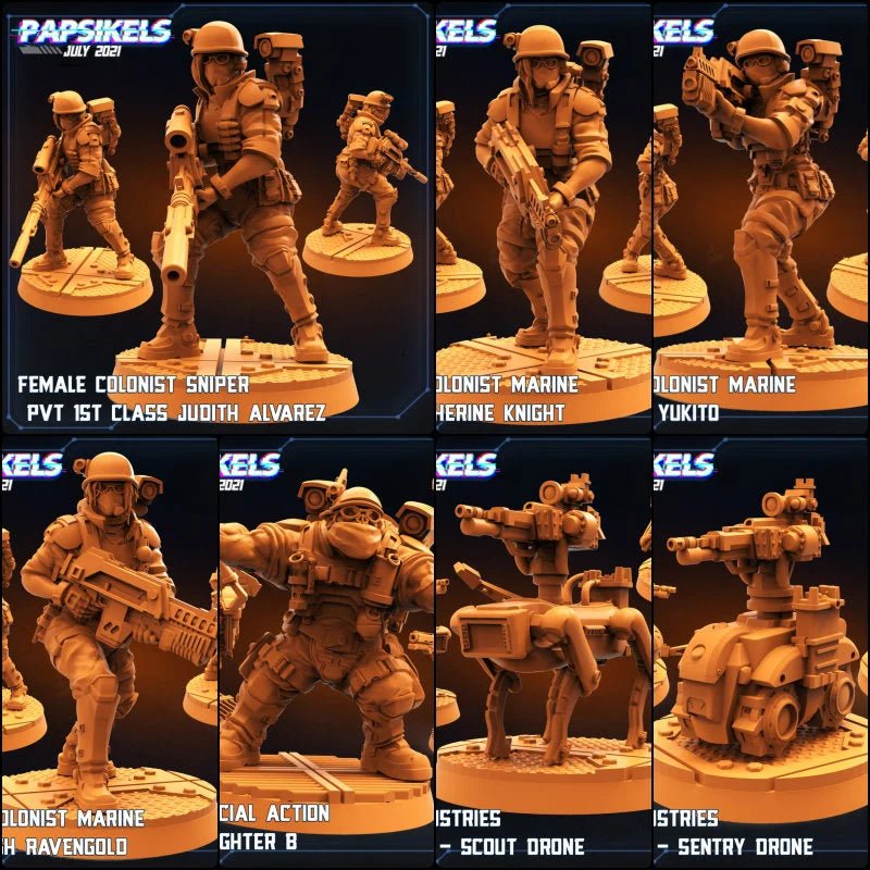 Colonial Marine Fireteam Miniature | Set of 6 - Tabletop RPG & D&D miniature. Perfect for wargaming & collectors