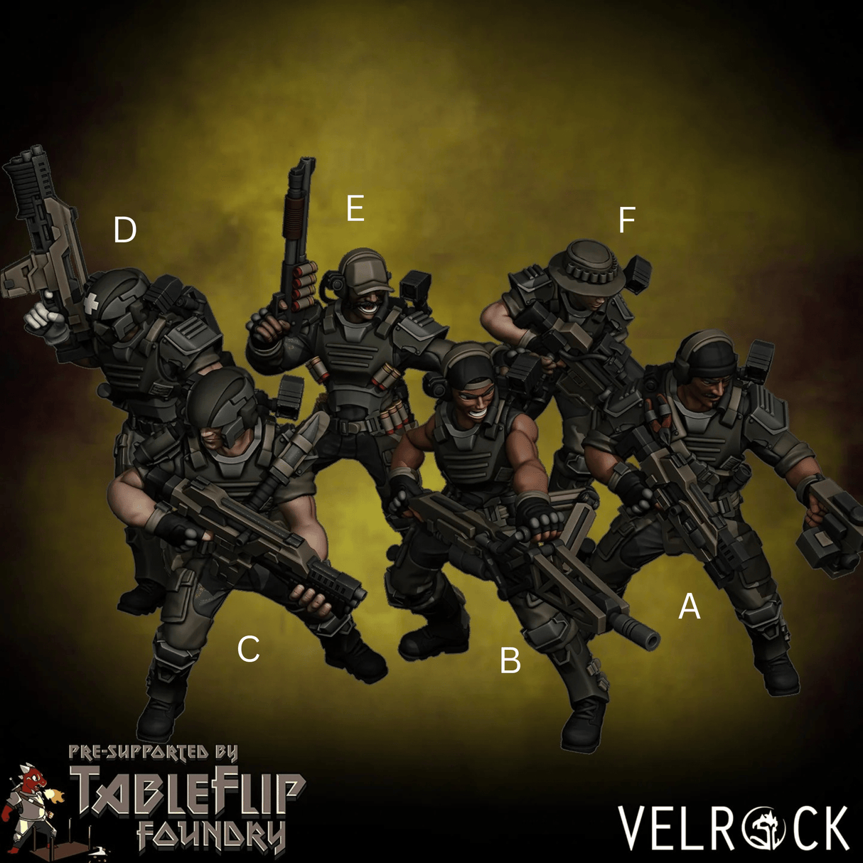 Colonial Marine squad Miniature | Set of 6 - Tabletop RPG & D&D miniature. Perfect for wargaming & collectors