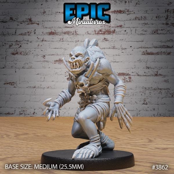 Common Ghoul Miniature | 3862 - Tabletop RPG & D&D miniature. Perfect for wargaming & collectors