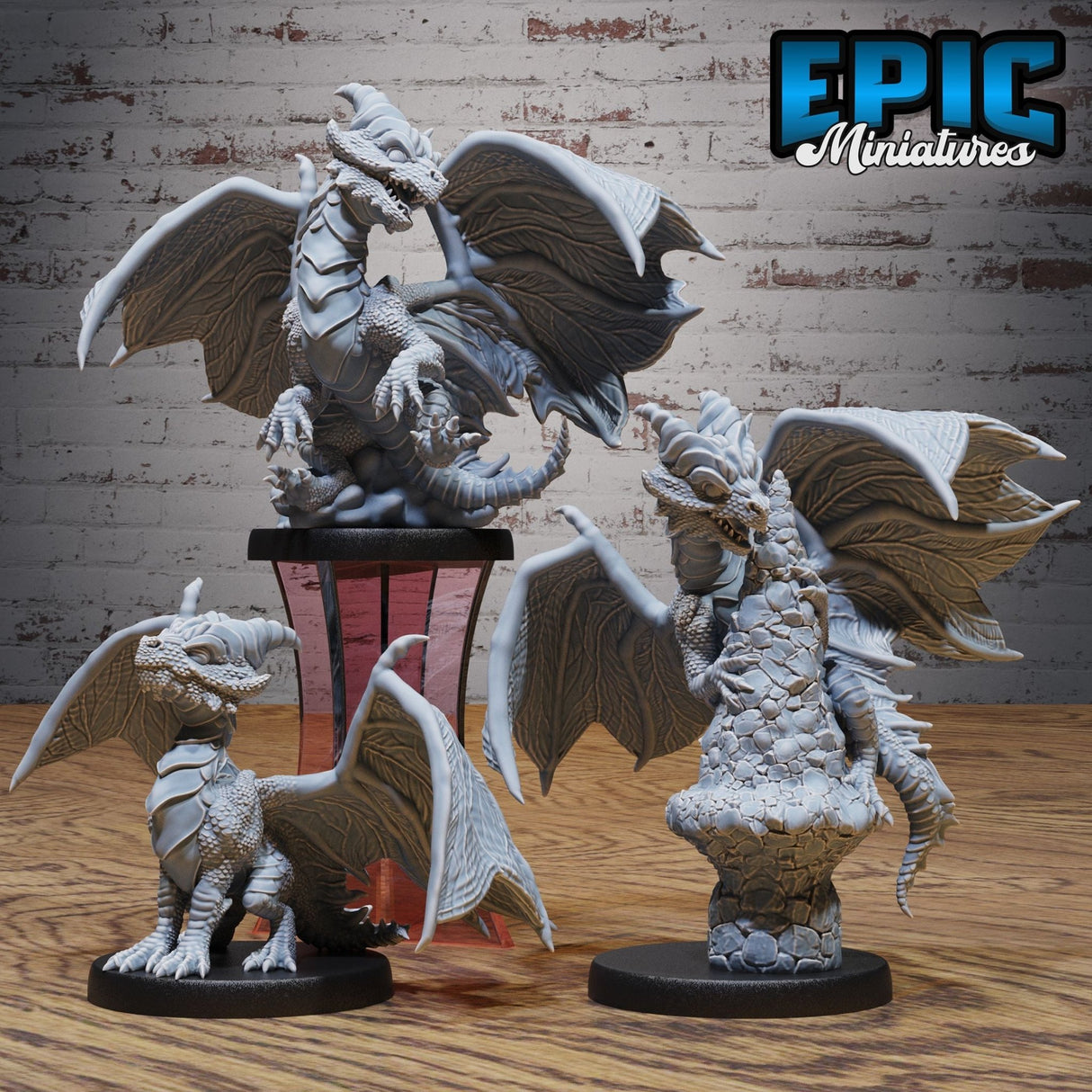 Copper Dragon Wyrmling Miniature | Set of 3 - Tabletop RPG & D&D miniature. Perfect for wargaming & collectors
