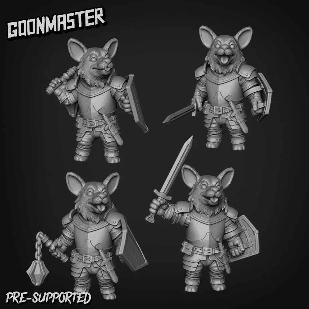 Corgi folk Fighter Miniature | Top left - Tabletop RPG & D&D miniature. Perfect for wargaming & collectors