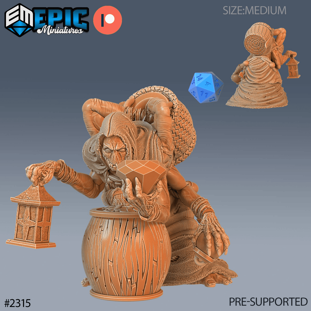 Corpse Collector Miniature | B - Tabletop RPG & D&D miniature. Perfect for wargaming & collectors