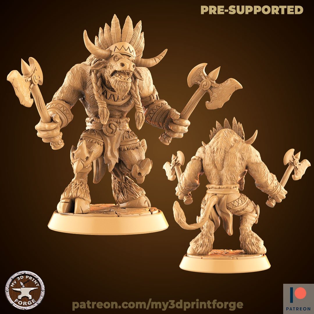 CowFolk Shaman Miniature | 368 - Tabletop RPG & D&D miniature. Perfect for wargaming & collectors