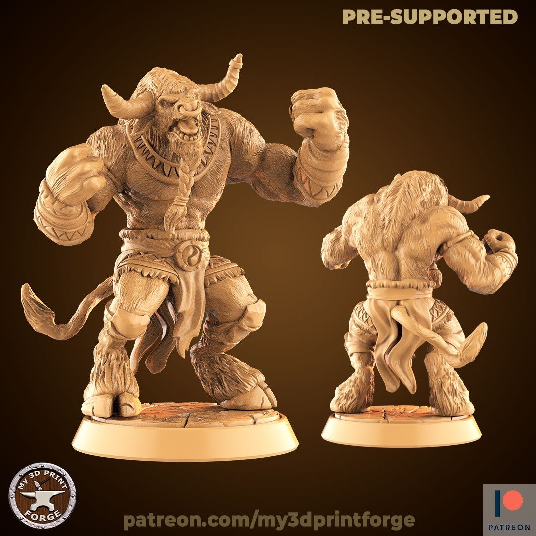 CowFolk Shaman Miniature | 370 - Tabletop RPG & D&D miniature. Perfect for wargaming & collectors