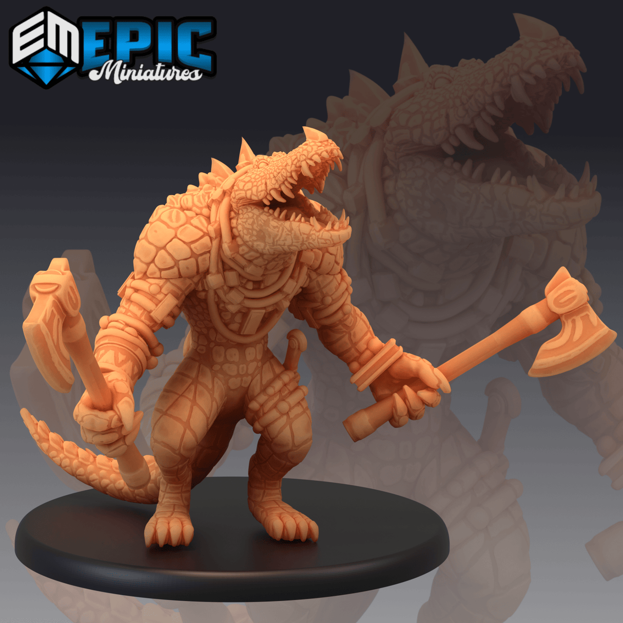 Crocodile Warrior Miniature | B - Tabletop RPG & D&D miniature. Perfect for wargaming & collectors