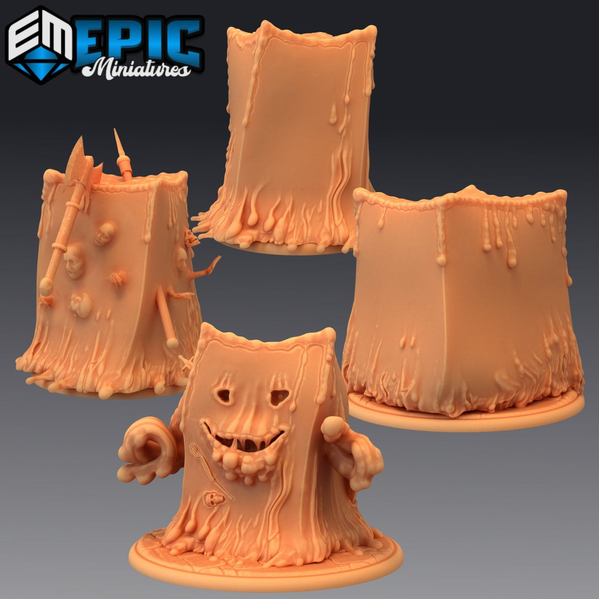 Cube Slime Miniature | Set of 4 - Tabletop RPG & D&D miniature. Perfect for wargaming & collectors