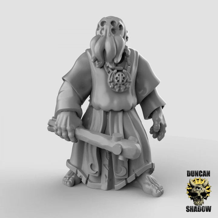 mindflayer worshipers cult Miniature with clubs | B - Tabletop RPG & D&D miniature. Perfect for wargaming & collectors