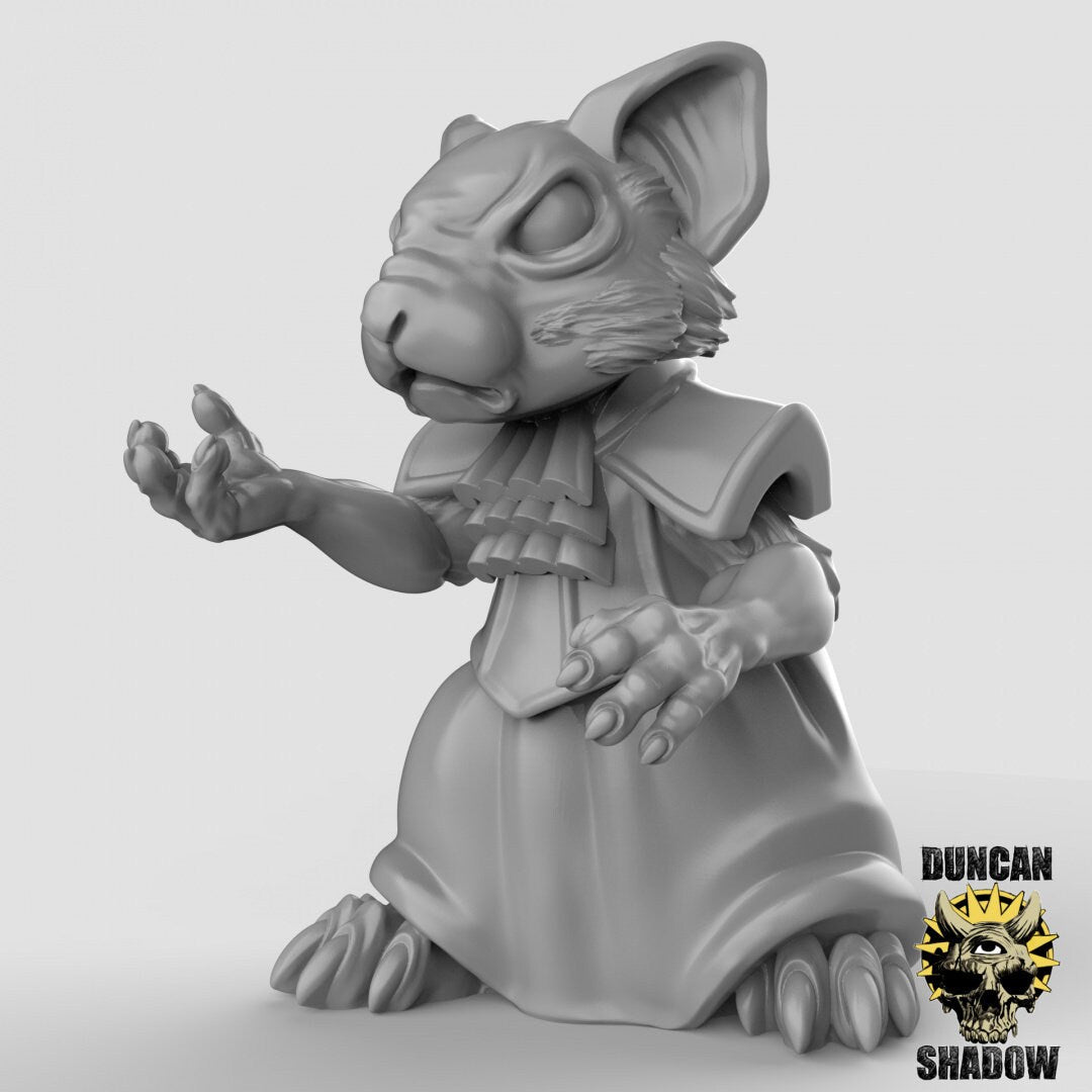 Cultist Mouse Folk, Mouse Folk Miniature | Middle - Tabletop RPG & D&D miniature. Perfect for wargaming & collectors