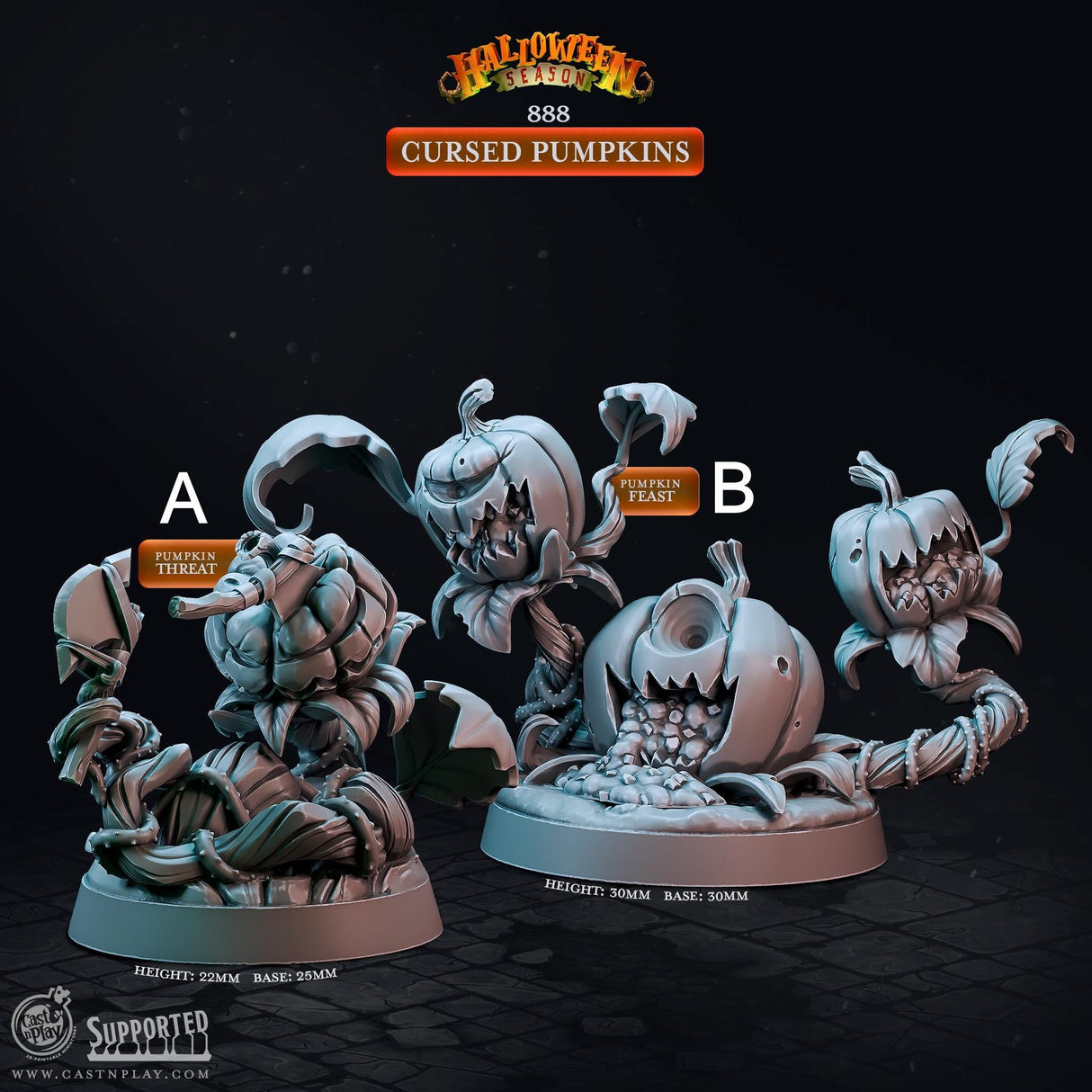 Cursed Pumpkins Miniature | A - Tabletop RPG & D&D miniature. Perfect for wargaming & collectors