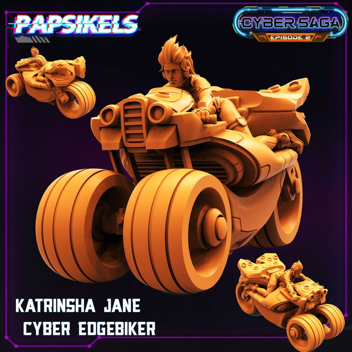 Cyber Edge Hunter and biker Miniature | KATRINSHA - Tabletop RPG & D&D miniature. Perfect for wargaming & collectors