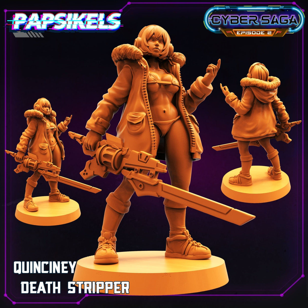 Cyber Villains Miniature | Death Stripper - Tabletop RPG & D&D miniature. Perfect for wargaming & collectors
