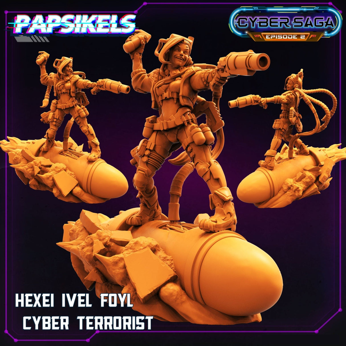 Cyber Villains Miniature | Hexei Ivel - Tabletop RPG & D&D miniature. Perfect for wargaming & collectors