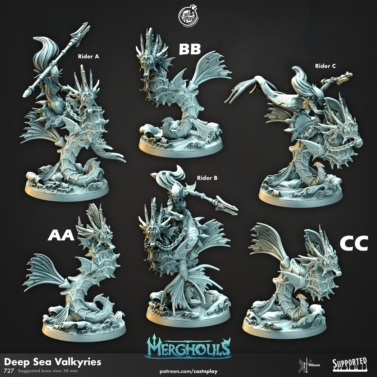 Deep Sea Valkyries Miniature | Deep Sea Valkyrie A - Tabletop RPG & D&D miniature. Perfect for wargaming & collectors