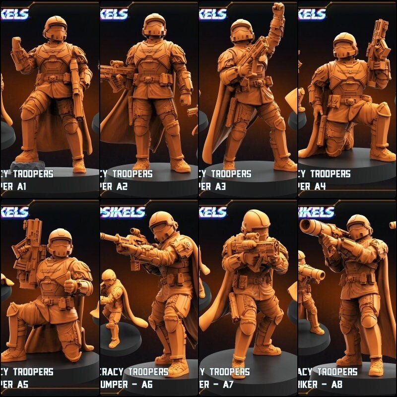 Democracy Troopers Helljumper Miniature | Full Set All Models - Tabletop RPG & D&D miniature. Perfect for wargaming & collectors