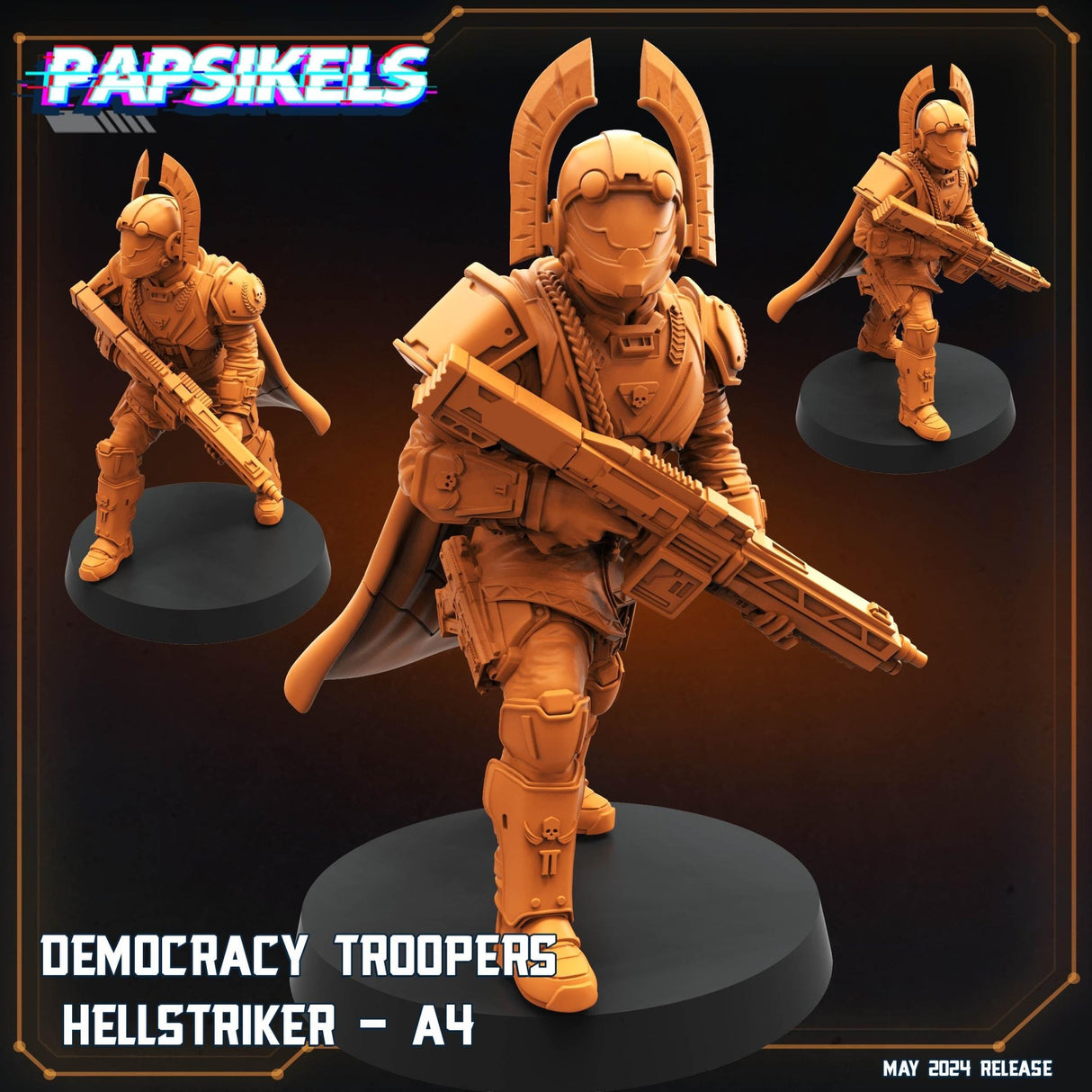 Democracy Troopers Hellstriker Miniature | Hellstriker 4 - Tabletop RPG & D&D miniature. Perfect for wargaming & collectors