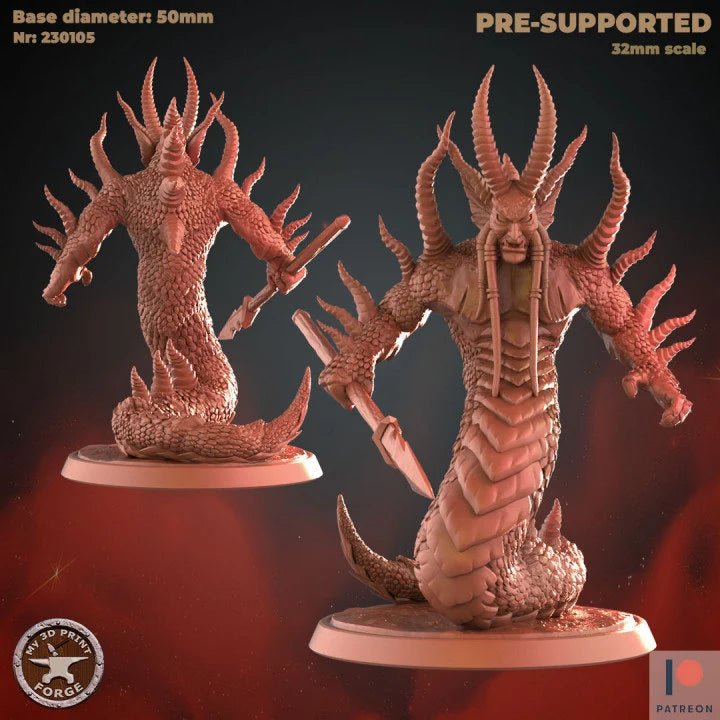 Demon Snakes Miniature | E - Tabletop RPG & D&D miniature. Perfect for wargaming & collectors