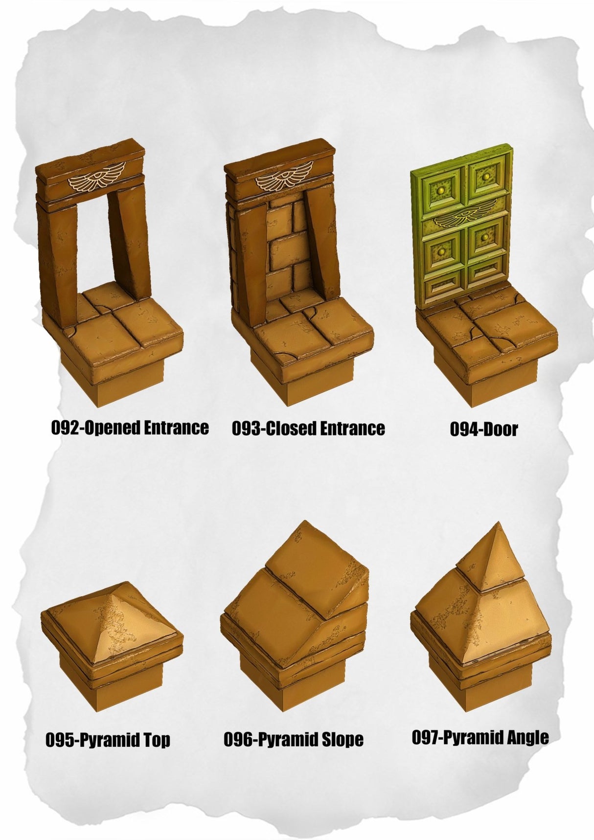 Desert Tiles Entrances & Pyramid Top Pack (ET 092 to ET 097) | Set of 6 - Tabletop RPG & D&D miniature. Perfect for wargaming & collectors