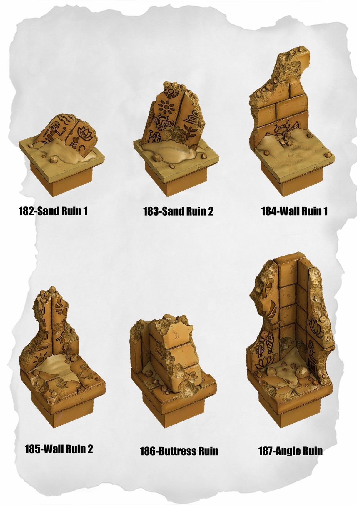 Desert Tiles Pattern Roof Pack (ET 180 to ET 185) | Buy Bundle (6 Blocks) - Tabletop RPG & D&D miniature. Perfect for wargaming & collectors