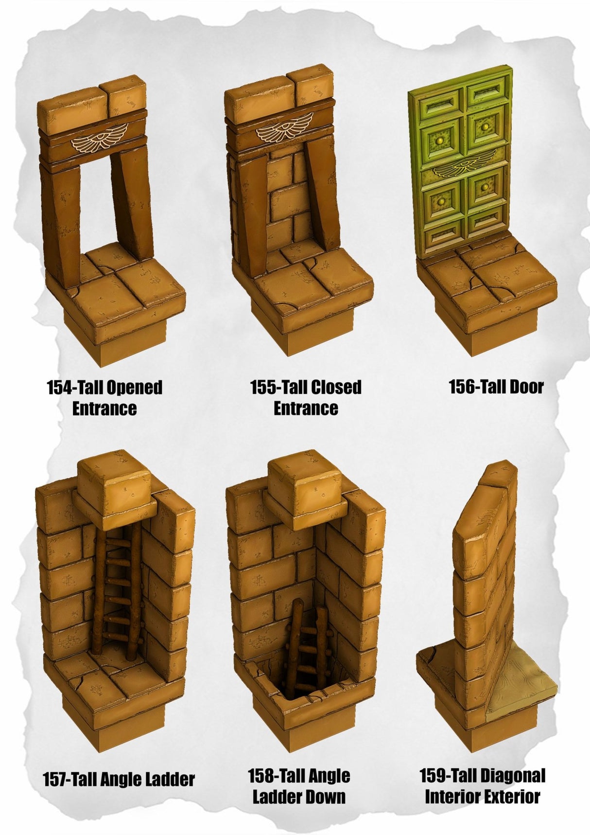Desert Tiles Tall Entrance & Ladder Pack (ET 154 to ET 159) | Set of 6 - Tabletop RPG & D&D miniature. Perfect for wargaming & collectors