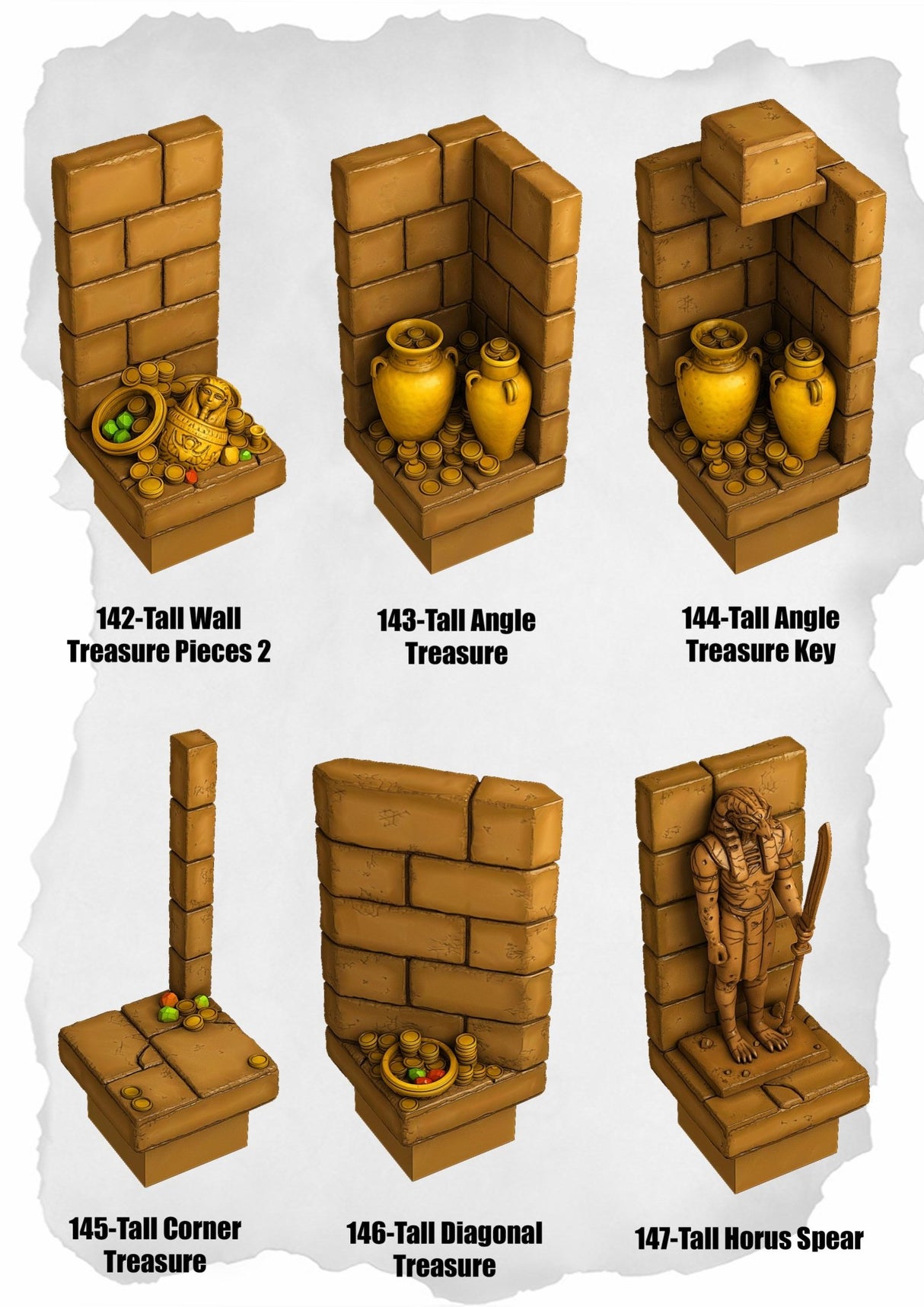 Desert Tiles Tall Treasure Details Pack (ET 142 to ET 147) | Set of 6 - Tabletop RPG & D&D miniature. Perfect for wargaming & collectors