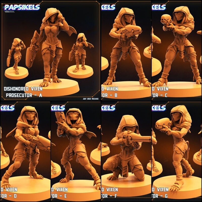 Dishonored Vixen Prosecutor Miniature | Full Set All Models - Tabletop RPG & D&D miniature. Perfect for wargaming & collectors