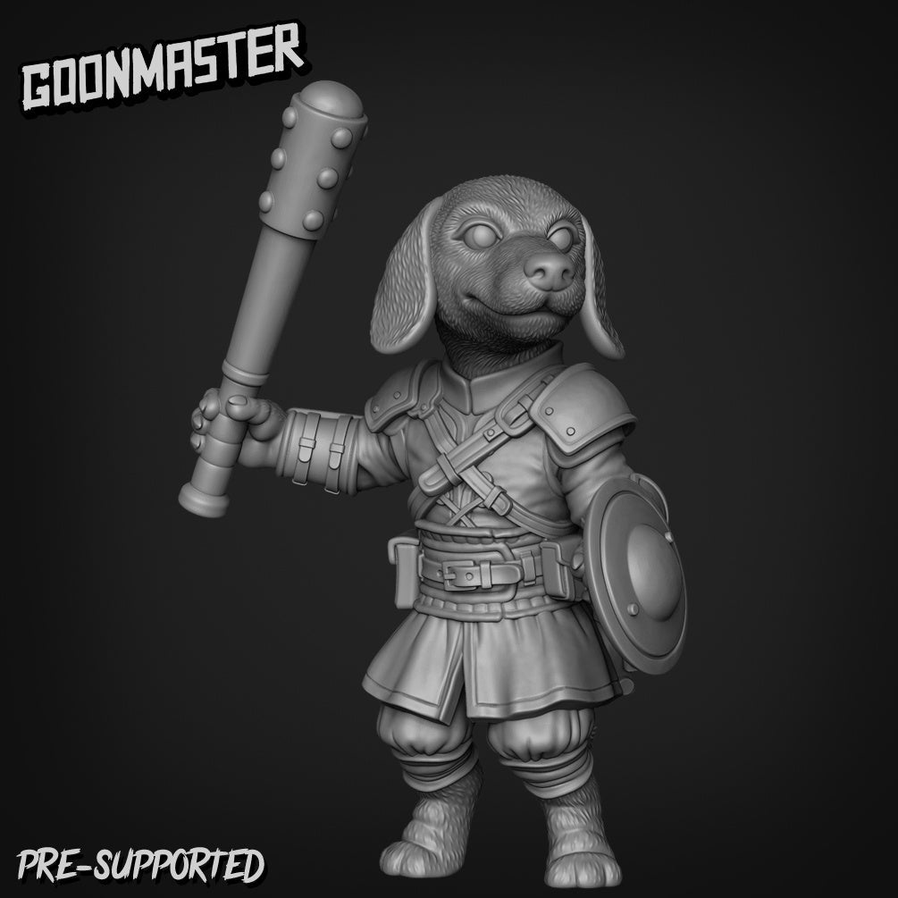 Dog Folk Fighter Miniature | B - Tabletop RPG & D&D miniature. Perfect for wargaming & collectors
