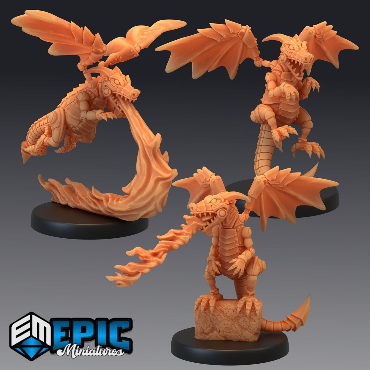 Dragon Whelp Miniature | Set of 3 - Tabletop RPG & D&D miniature. Perfect for wargaming & collectors
