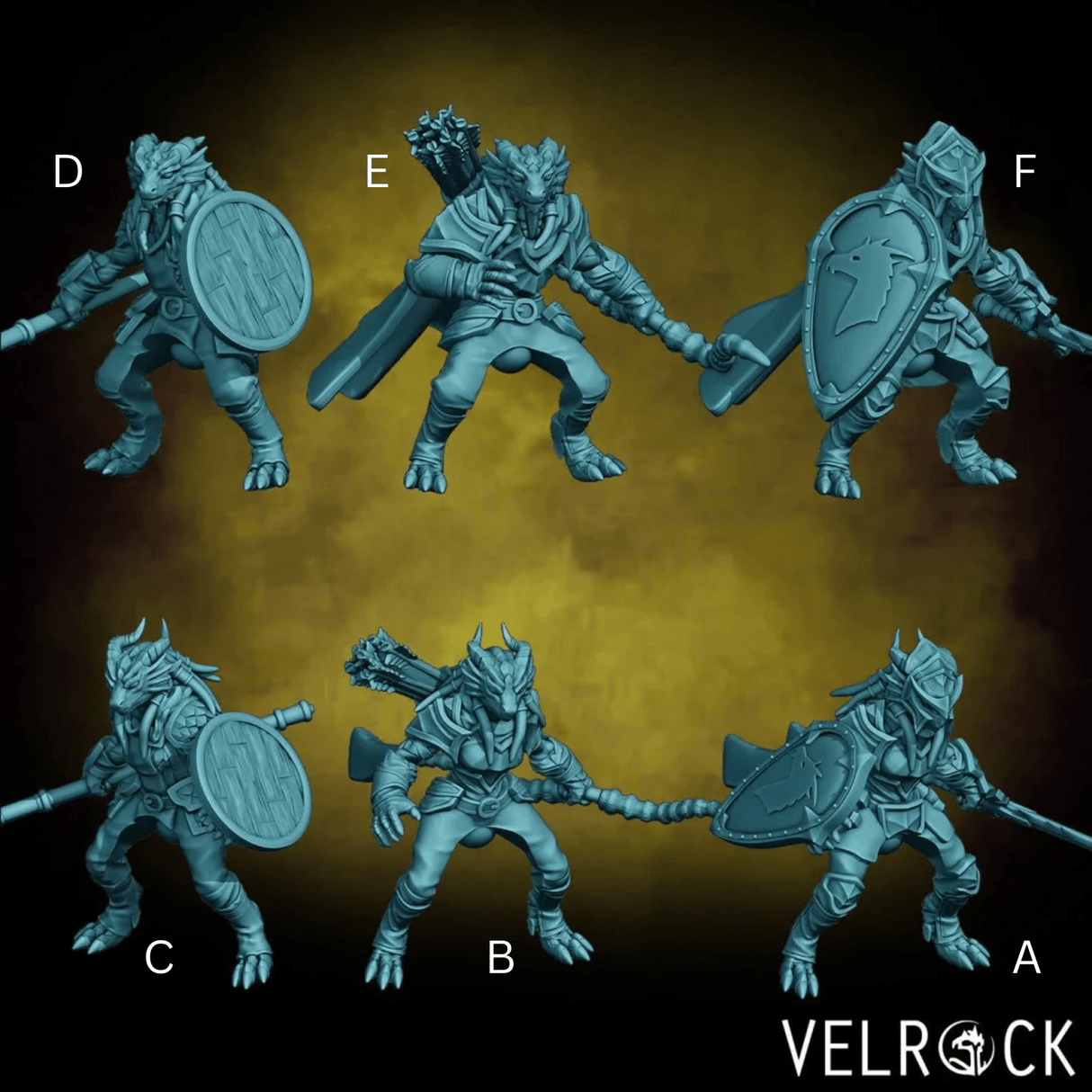 Dragonborn mounted riders Miniature | Set of 6 - Tabletop RPG & D&D miniature. Perfect for wargaming & collectors