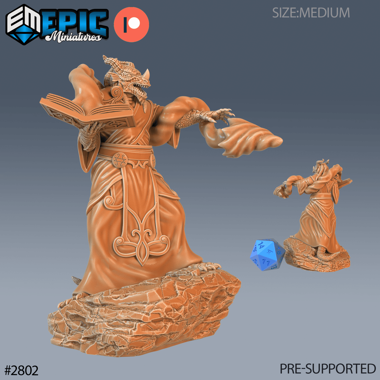 Dragonborn Priest Miniature | B - Tabletop RPG & D&D miniature. Perfect for wargaming & collectors