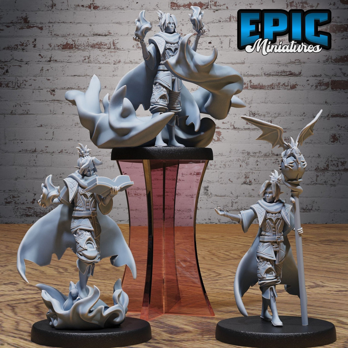 Dragonfire Sorcerer Miniature | Set of 3 - Tabletop RPG & D&D miniature. Perfect for wargaming & collectors