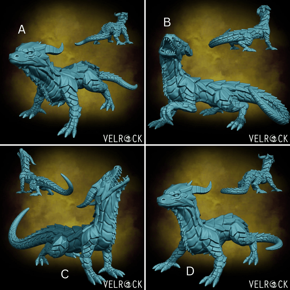 Drake Miniature | Set of 4 - Tabletop RPG & D&D miniature. Perfect for wargaming & collectors