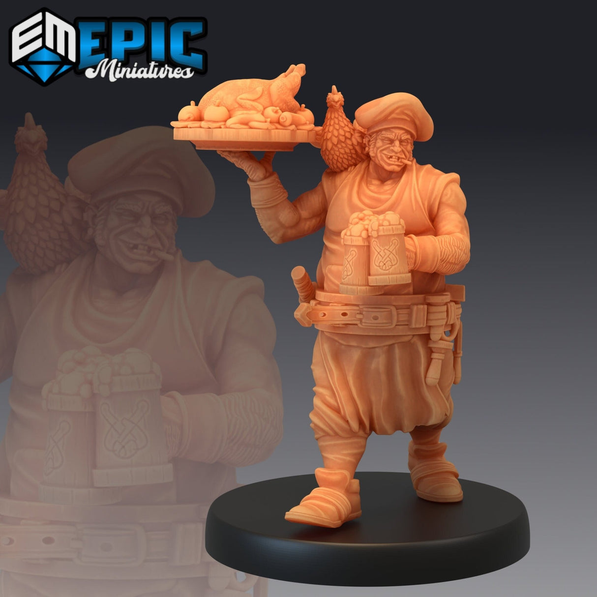 Drunk Cook Miniature | D - Tabletop RPG & D&D miniature. Perfect for wargaming & collectors