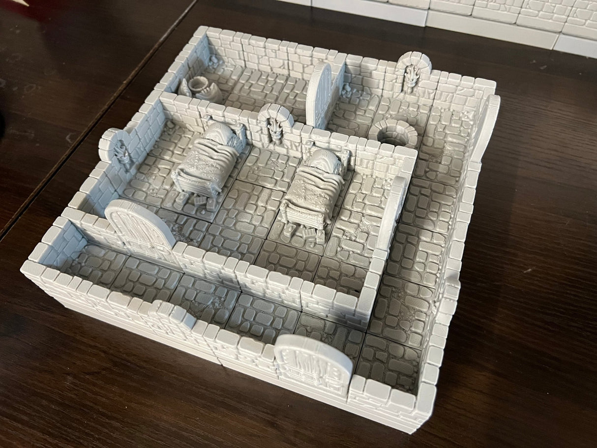 Dungeon Blocks Guard Quarters Room Pack | Cultist Dungeon Tile Set (without Miniatures) - Tabletop RPG & D&D miniature. Perfect for wargaming & collectors