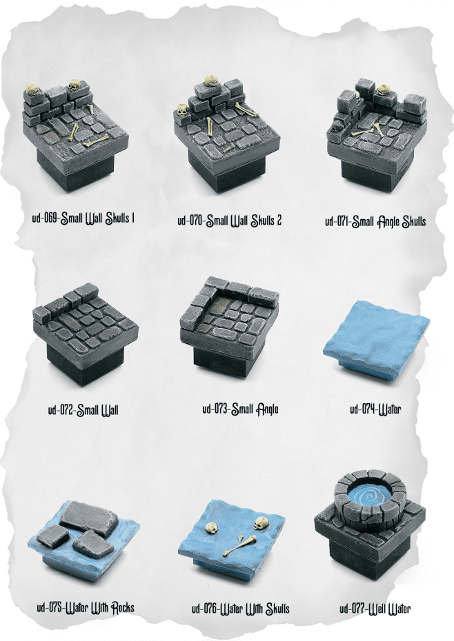 Dungeon Blocks Toxic Waters & Terrain Features (UD 069 to UD 077) | Set of 9 - Tabletop RPG & D&D miniature. Perfect for wargaming & collectors