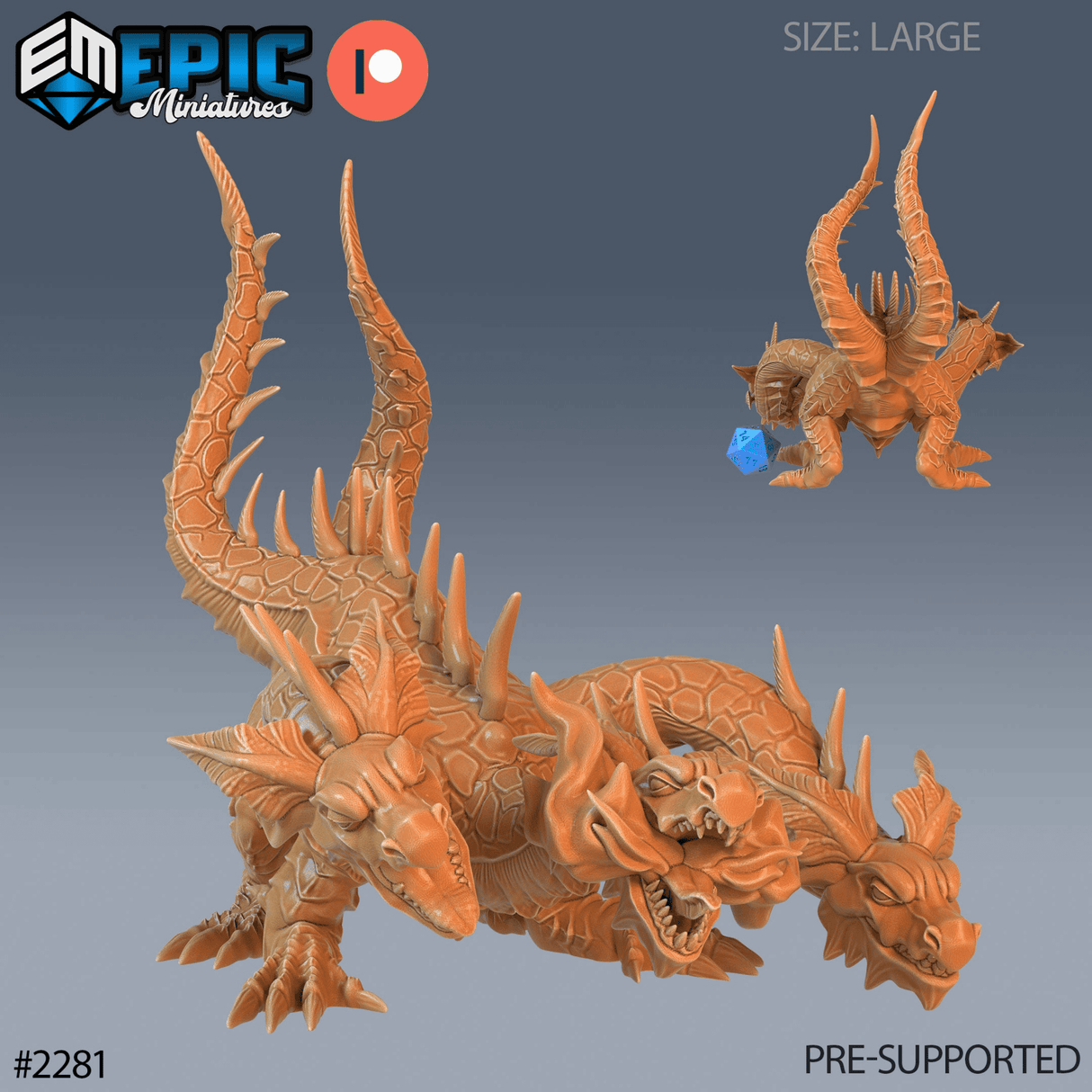 Dungeon Hydra Miniature | C - Tabletop RPG & D&D miniature. Perfect for wargaming & collectors