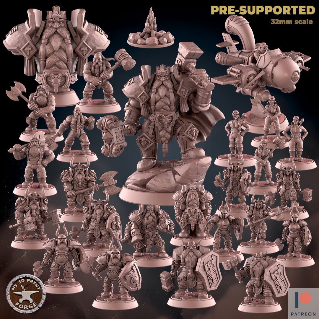Dwarf Army Miniature | Full Set All Models - Tabletop RPG & D&D miniature. Perfect for wargaming & collectors