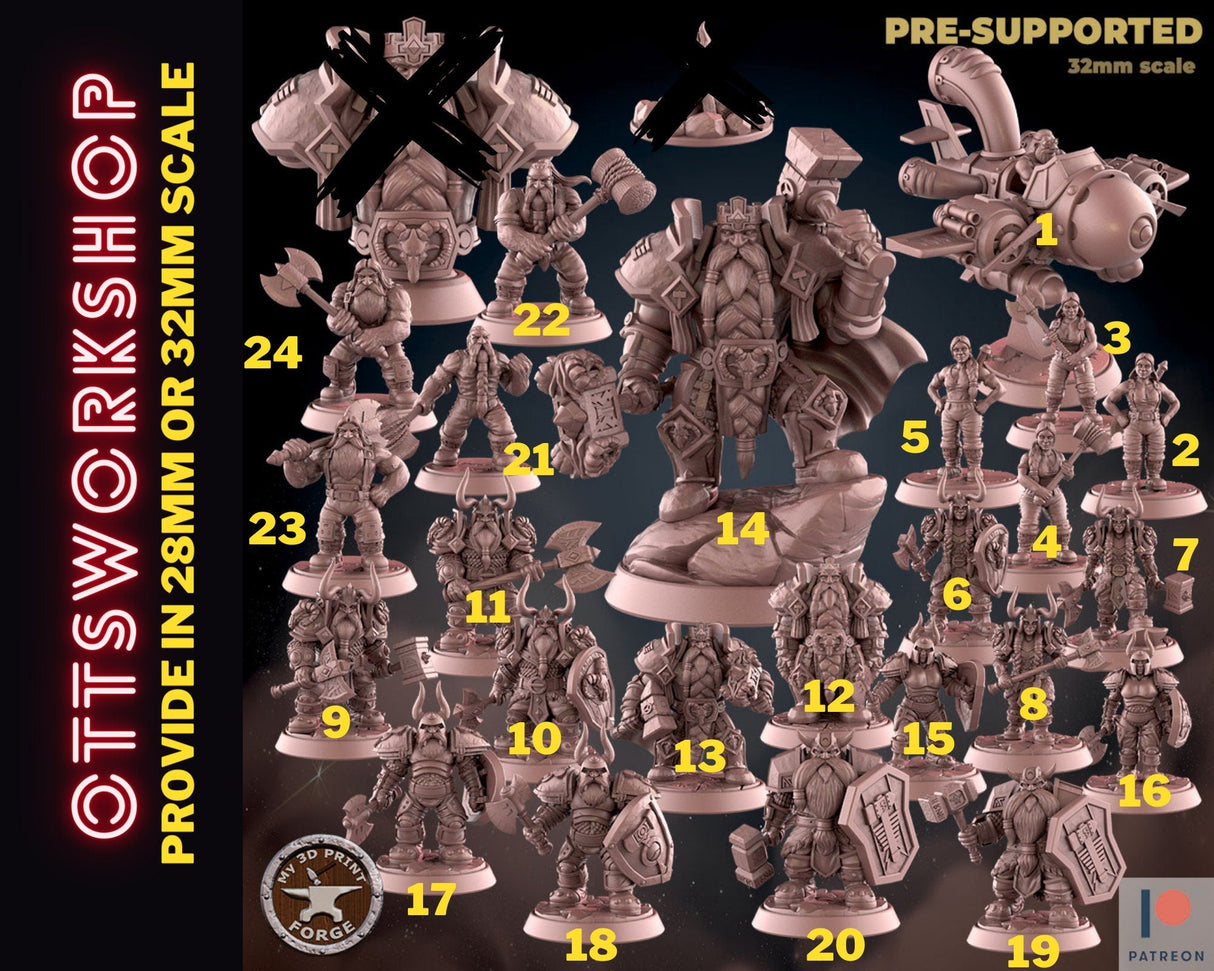 Dwarf Army Miniature | Full Set All Models - Tabletop RPG & D&D miniature. Perfect for wargaming & collectors