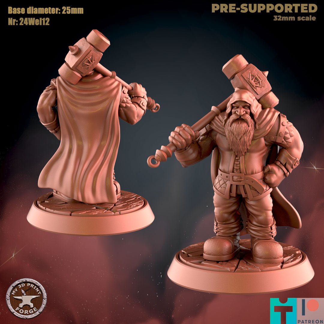 Dwarf Cleric Miniature | A - Tabletop RPG & D&D miniature. Perfect for wargaming & collectors