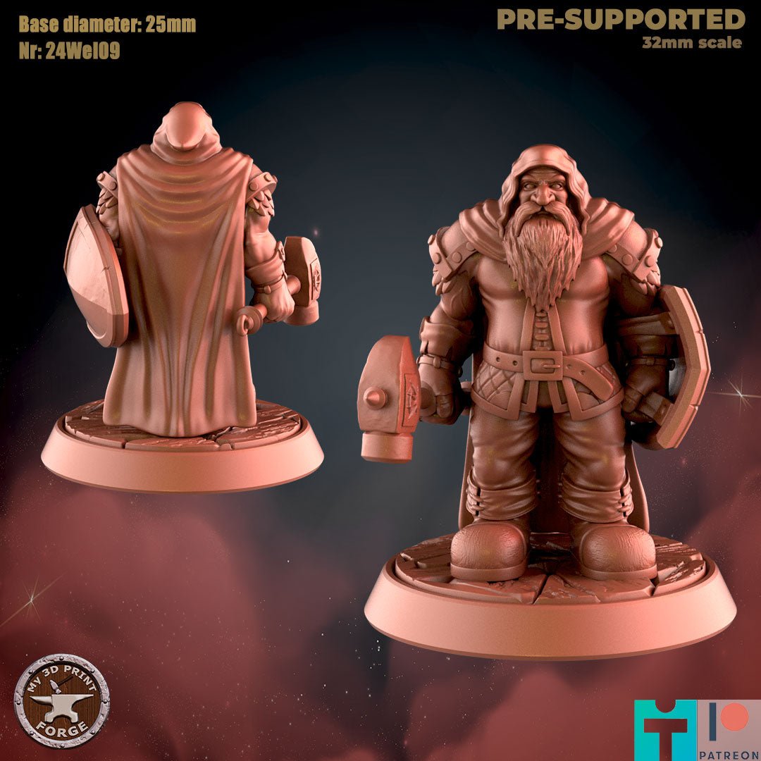 Dwarf Cleric Miniature - D - 32mm