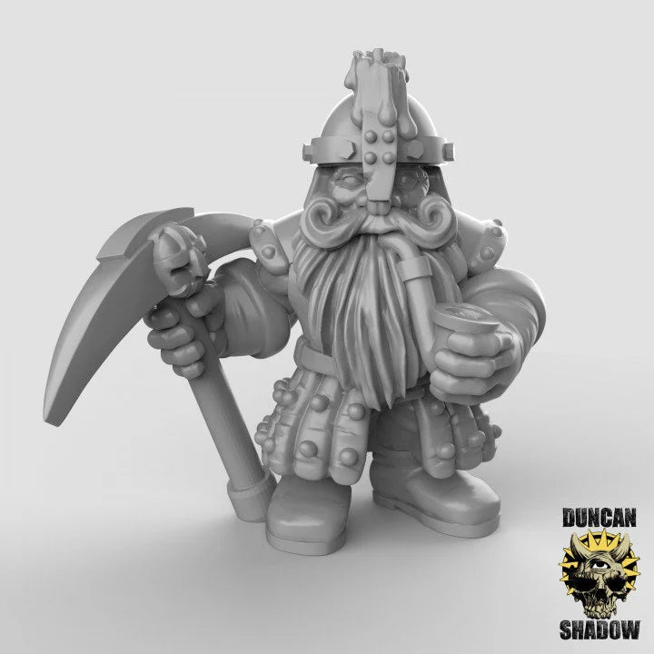 Dwarf miners set | B - Tabletop RPG & D&D miniature. Perfect for wargaming & collectors